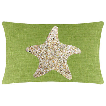 Sparkles Home Shell Starfish Pillow - 14x20" - Lime