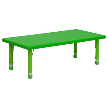 24"x48" Rectangular Green Plastic Height Adjustable Activity Table