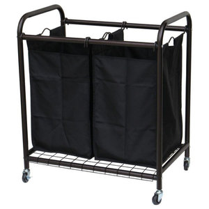 2 Pockets Each 4 Bags, Army Green JINAMART Brown Heavy Duty Laundry Sorter 4 Bag Laundry Hamper Basket with Wheels Storage Cart