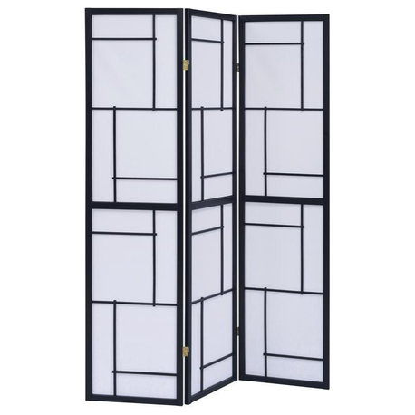 Katerina 3-Panel Folding Floor Screen Black And White