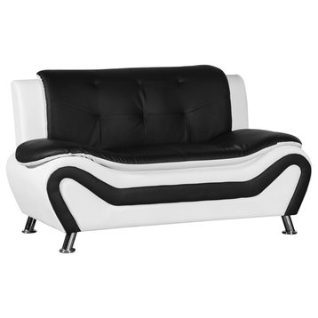 Camille Black and White Living Room Collection, Loveseat