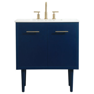 19" Midcentury Modern Blue-Light Bathroom Vanity