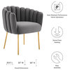 Armchair Accent Tufted Chair, Gray, Velvet, Modern, Mid Century Lounge