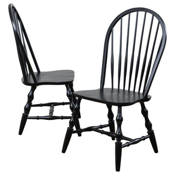 Sunset Trading Black Cherry Selections 20" Wood Dining Chair in Black (Set of 2)