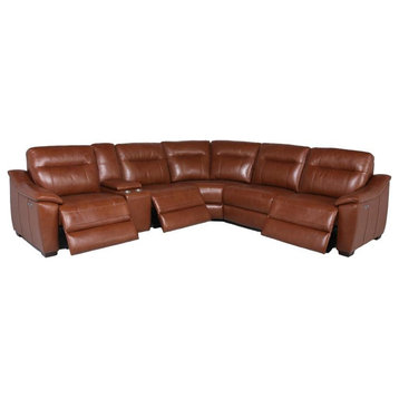Steve Silver Casa Brown Leather Power Reclining Sectional