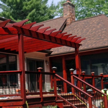 Clifton Park Timberwick Mahogony & Cedar  Screened Porch Pregola addition