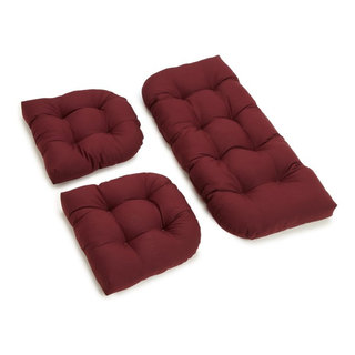 U-Shaped Twill Tufted Settee Cushion Set, Set of 3 - Contemporary ...