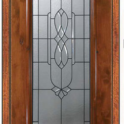 Pre-hung Single Door 96 Wood Alder Kensington 1 Panel 3/4 Lite Glass - Front Doors