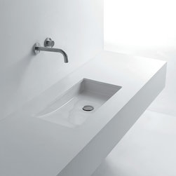 Om in 68 Slanted Undermount Bathroom Sink 26.8" x 14.6" - Bathroom Sinks