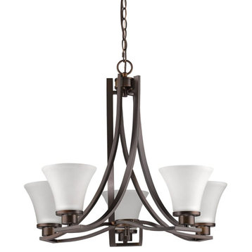 Mia 5-Light Oil-Rubbed Bronze Chandelier With Etched Glass Shades