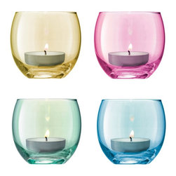 LSA Polka Tealight Holders Set of 4 Assorted Pastel - Candle Holders & Candelabra