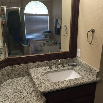 Cabinet Refinishing, Master Bath Granite Countertop, Custom Wood Mirror Frame