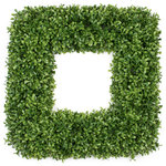 Mills Floral Company - Faux Boxwood Square Wreath, 18" - Our Boxwood Square Wreath is a perfect addition to one's front door. Each boxwood wreath is designed using the finest artificial materials. Each wreath is constructed on a metal square wreath base and covered with lifelike boxwood leaves to create a lush green appearance. The back of the wreath includes a metal hook for hanging.