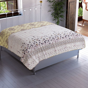 Chiara Rose Microfiber Reversible 1-Piece Multipurpose Quilted Throw Blanket