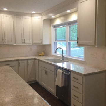Davenport, IA- White Painted Kitchen With Gold Accents and Large Island