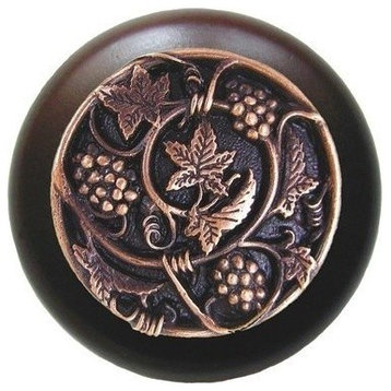 Grapevine Walnut Wood Knob, Antique-Style Copper