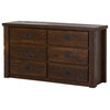 Barnwood 6 Drawer Log Dresser (Dark Barnwood)