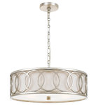 Crystorama - Crystorama 287-SA 6 Light Chandelier in Antique Silver with Silk - The handsome Graham collection designed by Libby Langdon features beautiful metal circular framework. This fixture is just as stunning when you see it from below as it is when you see it head on. The chic interlocking circle pattern allow the intricate metal work to really shine. The light and airy feeling the Graham evokes can accompany any design and be used in any room.