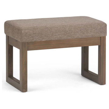 Milltown 27" Contemporary Footstool Ottoman Bench in Fawn Brown Linen
