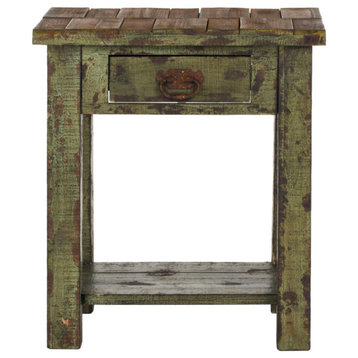 Robin End Table With Storage Drawer Antique Green