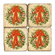 Holiday Wreath Coasters, Set of 4