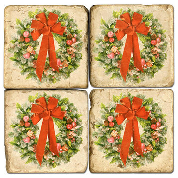 Holiday Wreath Coasters, Set of 4
