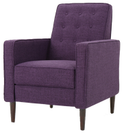 Mason Mid-Century Modern Button Tufted Fabric Recliner, Fabric/Muted Purple, Single Chair