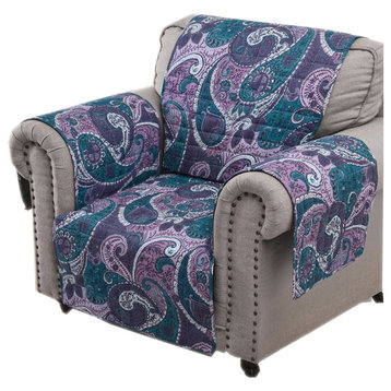 Madison Paisley Arm Chair Furniture Protector, 84x81 Purple