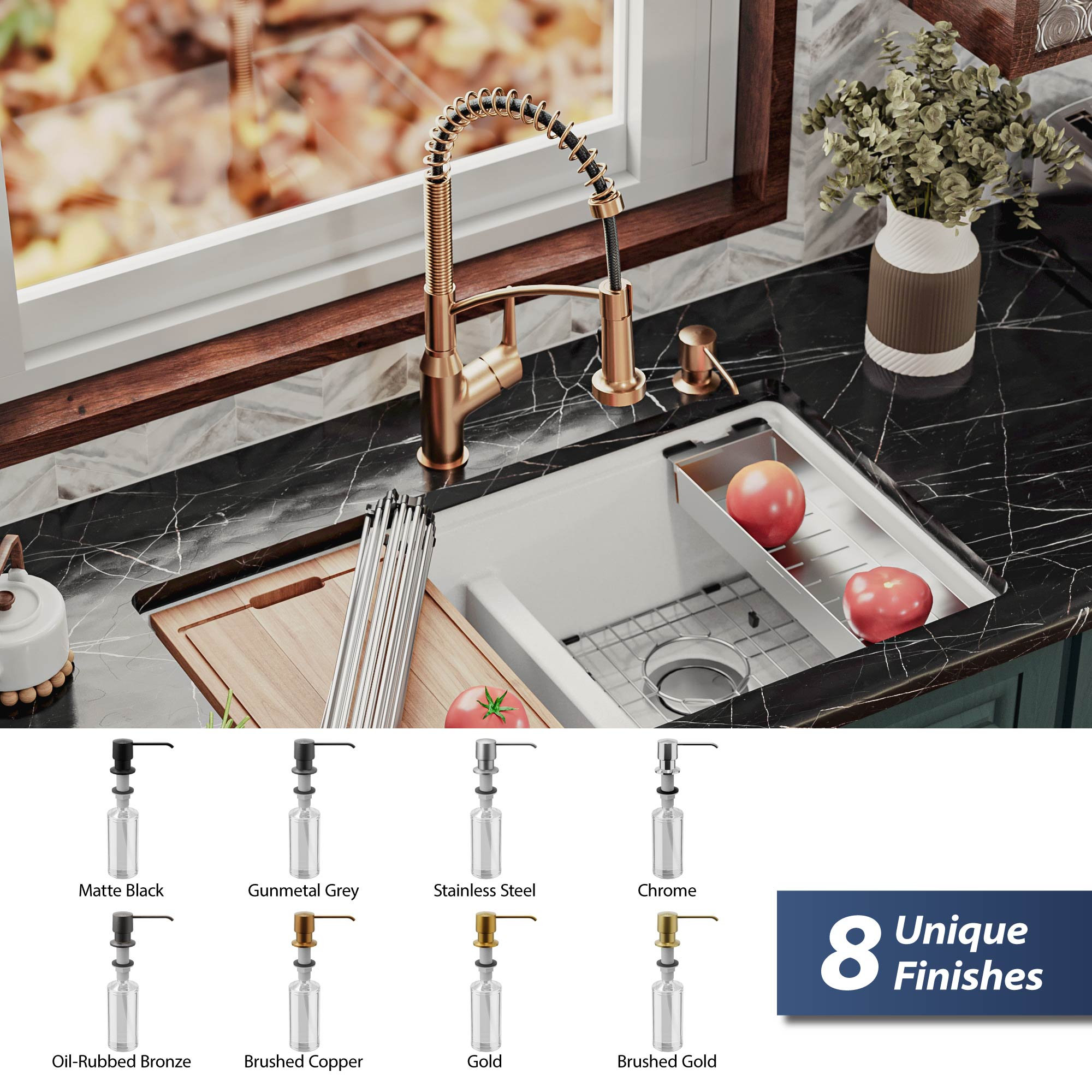 Karran SD25 Kitchen Soap/Lotion Dispenser, Brushed Copper
