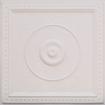 24"x24" D221 PVC White Matte Faux Tin Ceiling Tiles Glue up or Drop in
