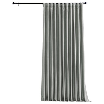 Blackout Extra Wide Vintage Textured Faux Dupioni Curtain, Silver, 100"x96"