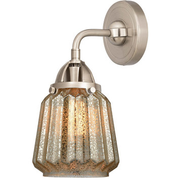 Nouveau 2 Chatham 1 Light Wall Sconce, Brushed Satin Nickel, Mercury Glass