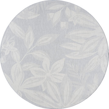 Edda Transitional Floral Indoor Rug, Gray/Cream, 7'11" Round