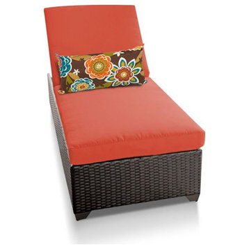TK Classics Wicker Patio Chaise Lounge in Orange and Espresso