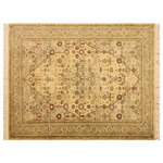 Bareens Designer Rugs - Turkish Knotted Istanbul Jerrell Tan/ Gray Wool Rug - 4'2'' x 5'7'' - Designed with a mesmerizing intricate traditional motif this glorious hand knotted rug is a masterpiece that will fill any space with sophistication and grace. An exhilarating color pallet with an elaborate design, this masterpiece features luxurious hand spun wool with all vegetable dyes to add comfort and style to your decor. The design, color and beautiful chromatic composition with a sheen in traditional and transitional designs, exude beauty, elegance and quality make this rug a masterpiece of its own.