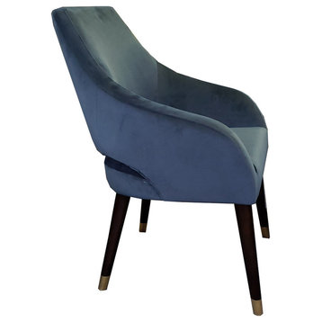 Velvet Fabric Dining Arm Chair, Slate Green
