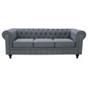 Gray Linen Fabric Chesterfield Collection, Sofa