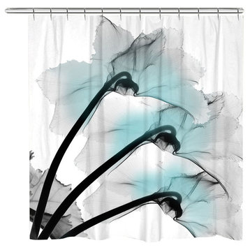 Blue Orchids X-Ray Flowers Shower Curtain