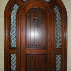 Rustic Speak Easy Single Door with Wrap Around Transom - Front Doors