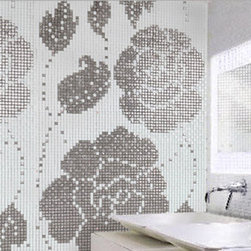 Interior wallpaper rose pattern silver tile - Products