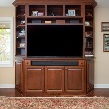 Living Room Entertainment Center in Cherry with Raised Panel Doors