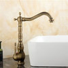Single Lever Deck Mount Antique Brushed Brass Bathroom Kitchen Faucet