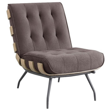 Pemberly Row Mid-Century Fabric Upholstered Accent Chair in Brown