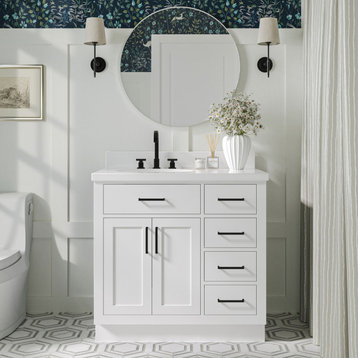 Ariel Hepburn 36" Left Sink Bath Vanity Base, White