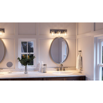Luxury Farmhouse Bath Vanity Light, Bridgeport Series, Brushed Nickel