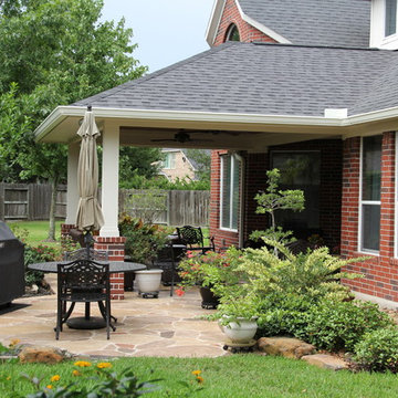 Patio Cover with Decorative Concrete in Cypress, TX