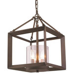Golden Lighting - Golden Lighting 2073-M3 GMT Smyth Convertible Pendant - Modern lanterns featuring a handsome beveled cage design make a modern, elegant statement in the Smyth collection. Clean geometry creates contemporary style with steel candles and candelabra bulbs encased in two glass options. The fixtures are offered in 3 finishes: Chrome, Gunmetal Bronze and White Gold. The gleaming Chrome finish adds a sleek, contemporary option to this open-caged collection. A darker option, the Gunmetal Bronze finish has warm bronze undertones and is perfect for all industrial or vintage aesthetics. The White Gold finish option softens the geometric form, creating a more delicate and transitional appearance. Glass fixtures are available with Clear Glass or Opal Glass shades. This 3 light mini chandelier creates a stylish focal point that can be mounted as a flush mount or hung as a pendant.  Assembly Required: Yes  Shade Included: Yes  Sloped Ceiling Adaptable: Yes  Dimable: YesSmyth Convertible Pendant Gunmetal Bronze Clear Glass *UL Approved: YES *Energy Star Qualified: n/a  *ADA Certified: n/a  *Number of Lights: Lamp: 3-*Wattage:60w Incandescent E12 Candelabra bulb(s) *Bulb Included:No *Bulb Type:Incandescent E12 Candelabra *Finish Type:Gunmetal Bronze