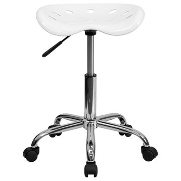 Flash Furniture Vibrant White Tractor Seat And Chrome Stool