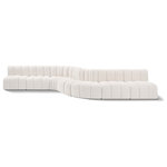 Meridian Furniture - Arc Boucle Fabric Upholstered 8-Pc. S-Shaped Modular Sectional, Cream - Give your living room or den the perfect blend of style and versatility with this Arc boucle fabric curved modular Sectional. Part of the Arc modular furniture collection, this Sectional comes upholstered in rich cream boucle fabric and features deep channel tufting that adds a touch of luxury while enhancing comfort and support. A seamless combination of form and function, this chair can be used with other Arc pieces to create a myriad of configurations in your well-curated room.
