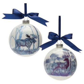 Woodland Deer and Moose Ball Ornament, 6-Piece Set